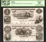 Little Rock, Arkansas. Cincinnati & Little Rock Slate Company. March 1, 1855. $2 & $10. PCGS Currenc