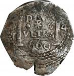 PERU. Cob 4 Reales, 1660-L* MV. Lima Mint, Assayer Francisco Villegas (V). Philip III. NGC VF Detail