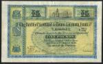 North of Scotland and Town and County Bank Limited, £5, 1 March 1918, serial number A 0204/0821, blu
