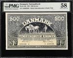DENMARK. Danmarks Nationalbank. 500 Kroner, 1941. P-34b. PMG Choice About Uncirculated 58.