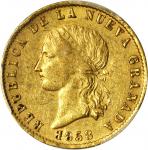 COLOMBIA. 1858 10 Pesos. Bogotá mint. Restrepo M209.3. AU-53 (PCGS).