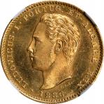 PORTUGAL. 5000 Reis, 1886. Lisbon Mint. Luiz I. NGC MS-63.