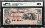 COLOMBIA. Lot of (2). El Banco de la Union. 10 Pesos, 1882-83. P-S862p & Unlisted. Front & Back Proo