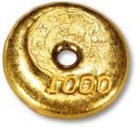 民国“景福金铺 九九 标准金条”一两金锭一枚，重37.4g，保存完好，海外藏家出品，极美品