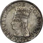 COLOMBIA. Cundinamarca. 1821-JF 2 Reales. Bogotá mint. Restrepo 155.5. EF-40 (PCGS).
