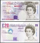 Bank of England, M. Lowther, £20 (2), ND (1999), prefix DA80, AA01, (EPM B384, B386), uncirculated (