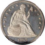 1865 Liberty Seated Silver Dollar. Proof-63 Cameo (NGC).