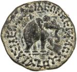 INDO-SCYTHIAN: Azes II, ca. 35 BC - 5 AD, AE pentachalkon (12.01g), Mitch-2298, elephant // humped b