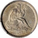 1837 Liberty Seated Dime. No Stars. Fortin-101b. Rarity-2. Large Date. Repunched Date. MS-63 (PCGS).