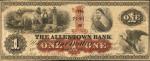 Allentown, Pennsylvania. Allentown Bank. April 28, 1862. $1. Very Fine.