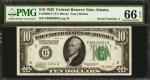 Fr. 2000-F. 1928 $10 Federal Reserve Note. Atlanta. PMG Gem Uncirculated 66 EPQ. Serial Number 4.
