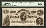 T-49. Confederate Currency. 1862 $100. PMG About Uncirculated 55.