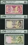 Bank of Zambia, a set of the 1968 series, all with serial number 000004, comprising 50 ngwee, 1, 2, 