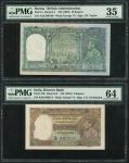 x Reserve Bank of India, Burma, 10 Rupees, ND (1938), serial number A/28 306749, green, farmer with 