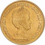 1917荷兰威廉敏娜女王10盾金币 