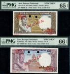 x Banque Nationale, Laos, specimen 20 and 50 kip, ND (1963), zero serial numbers (Pick 11s2, 12s2), 