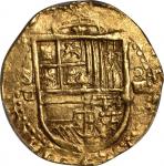 SPAIN. 4 Escudos, ND. Seville Mint. Philip II (1556-98). PCGS AU-53 Secure Holder.