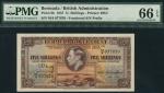 Bermuda, British Administration, 5 Shillings 1937, serial number M/4 077670, purple-brown and multic
