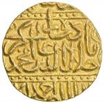 MUGHAL: Akbar I, 1556-1605, AV mohur  (10.93g), Ahmadabad, AH984, KM-108.2, bold strike, AU.