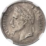 FRANCE Second Empire / Napoléon III (1852-1870). 50 centimes tête laurée 1868, BB, Strasbourg.