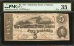 T-60. Confederate Currency. 1863 $5. PMG Choice Very Fine 35.