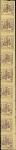 五分洋钱, 深紫色印于黄色纸, 直九连票[2/10]一件, 无背胶, 因为裁切移位之故, 引致最下数枚的右边纸特宽, 连票的中位有摺痕外, 品相中上.