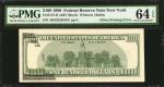 Fr. 2175-B. 1996 $100  Federal Reserve Note. New York. PMG Choice Uncirculated 64 EPQ. Offset Printi