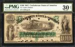 T-5. Confederate Currency. 1861 $100. PMG Very Fine 30 Net. Ink Burns.