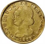 COLOMBIA. 8 Escudos, 1833-POPAYAN UR. Popayan Mint. PCGS AU-55.