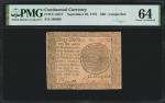 CC-86CT. Continental Currency. September 26, 1778. $60. PMG Choice Uncirculated 64. Counterfeit.