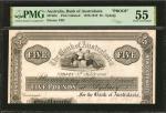 1878-1910年澳洲银行5英镑。单面样张。 AUSTRALIA. Bank of Australasia. 5 Pounds, 1878-1910. P-Unlisted. Proof. PMG 