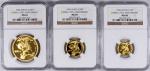 1996年熊猫金币发行15周年纪念金币一组3枚 NGC  CHINA. Panda Mint Set (3 Pieces), 1996