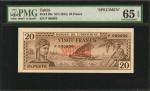 TAHITI. Banque de lIndochine. 20 Francs, ND (1944). P-20s. Specimen. PMG Gem Uncirculated 65 EPQ.