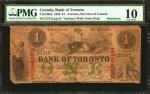 CANADA. Bank of Toronto. 1 Dollar, 1859. CAD7151402a. PMG Very Good 10.