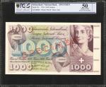 SWITZERLAND. National Bank. 1000 Franken, 1954. P-52s. Specimen. PCGS GSG About Uncirculated 50. Det