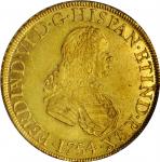 PERU. 8 Escudos, 1754-LM JD. Lima Mint. Ferdinand VI. PCGS AU-55 Gold Shield.