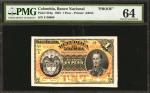 COLOMBIA. Banco Nacional de la República de Colombia. 1 Peso, January 2, 1893. P-224p. Face and Back
