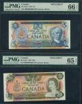 x Bank of Canada, specimen $5, $20, 1979, zero serial number, blue on multicolour underprint, Sir Wi