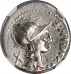 ROMAN REPUBLIC. M. Cipius M.f. AR Brockage Denarius (3.87 gms), Rome Mint, 115-114 B.C.