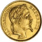 1864年-A法国20法郎。ALMOST UNCIRCULATED.