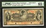 MEXICO. Banco Occidental. 20 Pesos, 1911. P-S410s. Specimen. PMG Gem Uncirculated 65 EPQ.