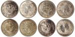 日本银圆一组四枚，明治十三(2)，十四，十五年，清洗过，均EF，建议预览