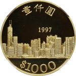 1997年香港1000元金币。(t) HONG KONG (SAR). 1000 Dollars, 1997. Llantrisant Mint. NGC PROOF-70 Ultra Cameo.