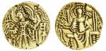India, Later Kushan, Shaka (c.305-35), gold Dinar, 7.69g, king standing left, making offerings to sm