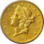 美国1904-S年20美元金币。