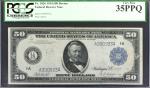 Fr. 1026. 1914 $50 Federal Reserve Note. Boston. PCGS Currency Very Fine 35 PPQ.