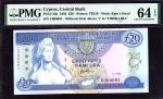 x Central Bank of Cyprus, £20, 1992, serial number C000081, (Pick 56a, TBB B316a), in PMG holder 64 