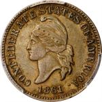 1861 Confederate Cent. Original. Breen-8005. Copper-Nickel. Specimen-58 (PCGS). CAC.