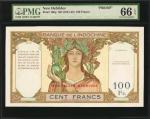 NEW HEBRIDES. Banque de LIndochine. 100 Francs, ND (1941-45). P-10bp. Proof. PMG Gem Uncirculated 66