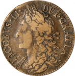 IRELAND. Gun Money 1/2 Crown, 1689 (Oct). Dublin Mint. James II. PCGS VF-35.